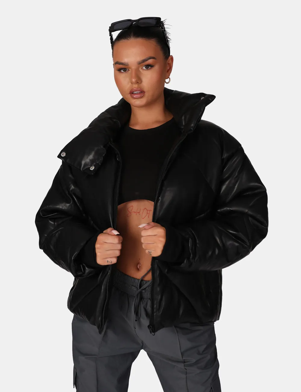 Pu Quilted Puffer Jacket Black sold by Public Desire product image thumbnail 3