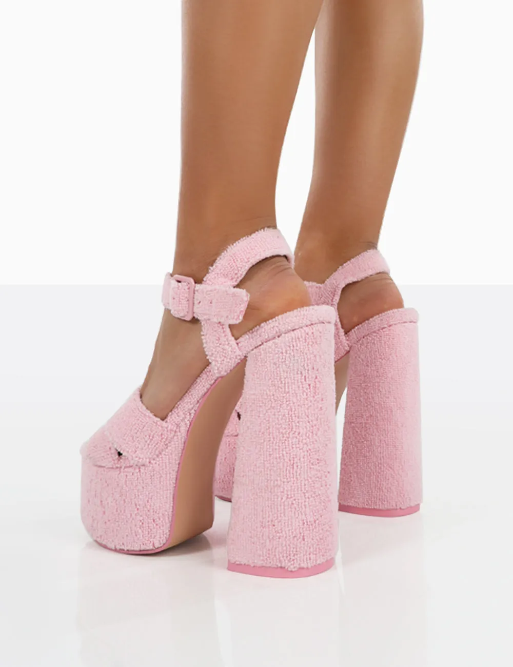Content Pink Towelling Chunky Platform Sandal High Heels sold by Public Desire product image thumbnail 2