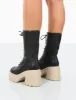 Ever Black Beige Laced Platform Chunky Sole Ankle Boots sold by Public Desire