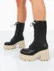 Ever Black Beige Laced Platform Chunky Sole Ankle Boots sold by Public Desire