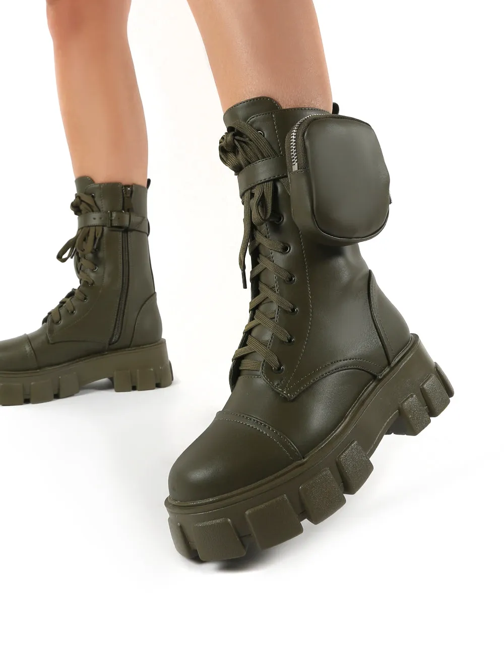 Intention Khaki Chunky Sole Pouch Ankle Boots sold by Public Desire product image thumbnail 3