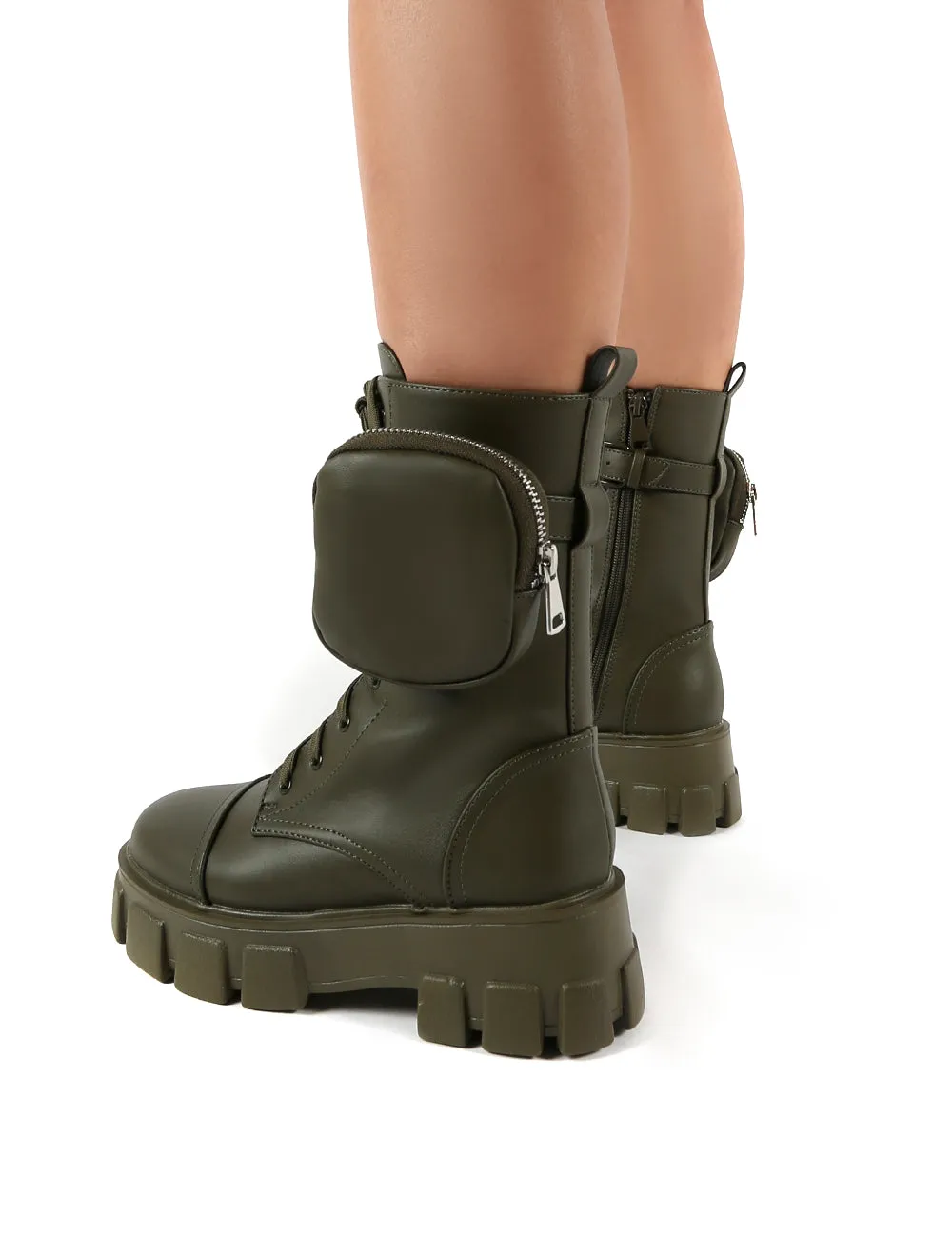 Intention Khaki Chunky Sole Pouch Ankle Boots sold by Public Desire product image thumbnail 2