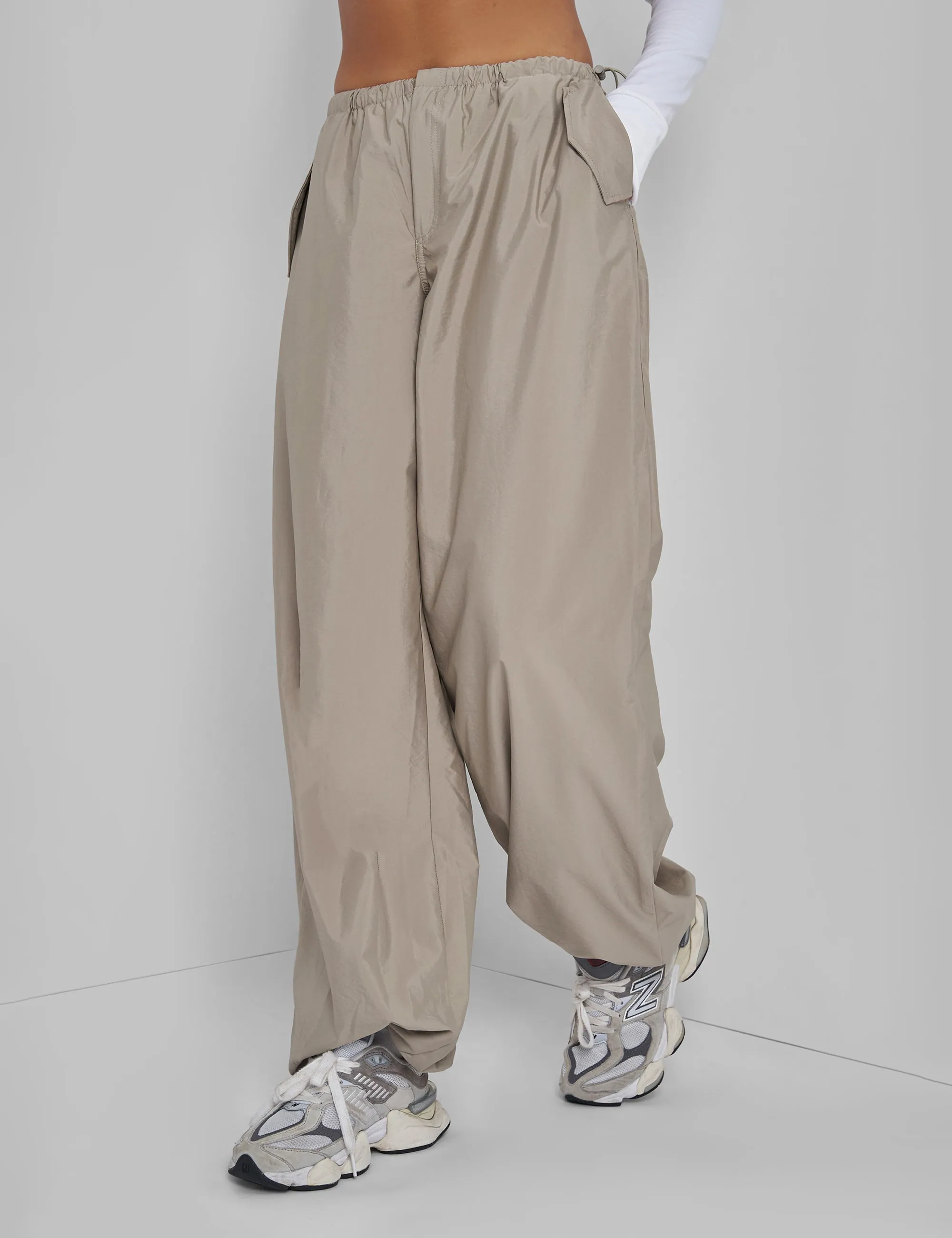Drawstring Waist Parachute Cargo Trousers Khaki sold by Public Desire product image thumbnail 4