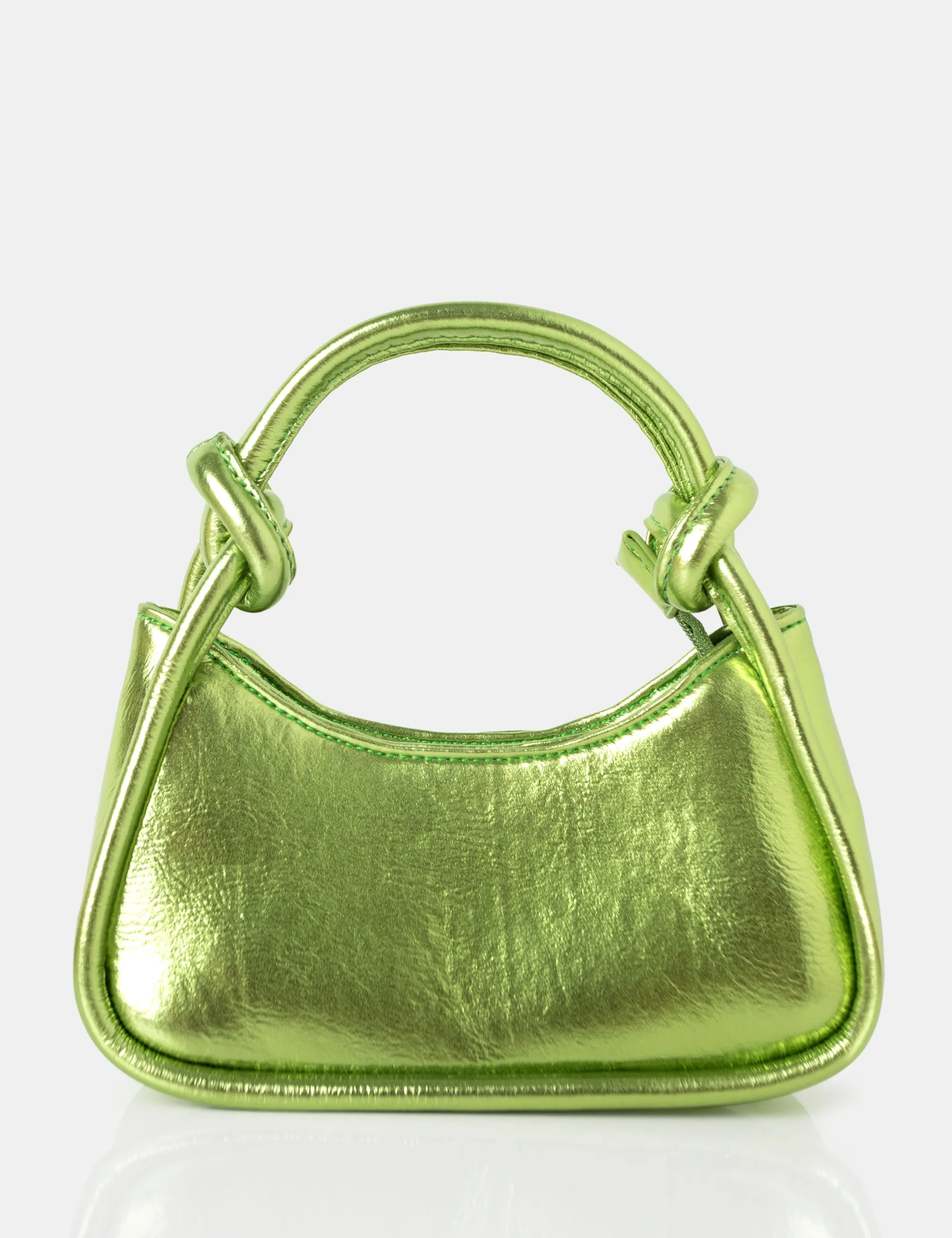 The Knot Metallic Green Pu Knotted Top Handle Grab Bag sold by Public Desire