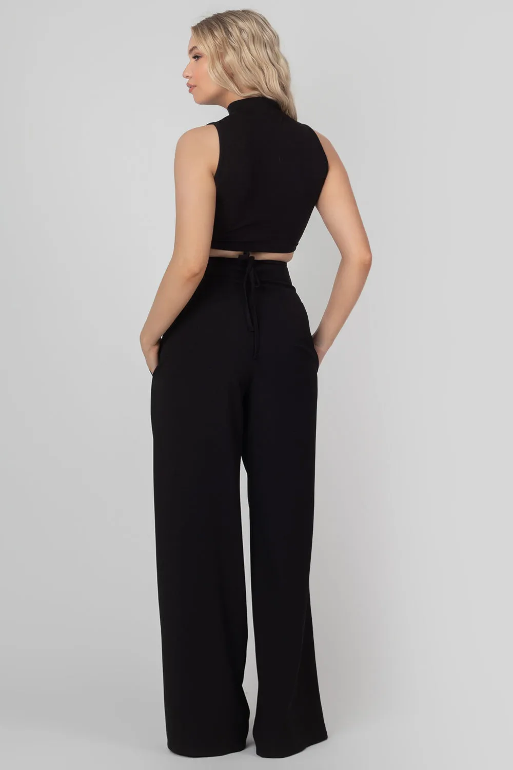 High Neck Strappy Waist Crop Top Black sold by Public Desire product image thumbnail 4