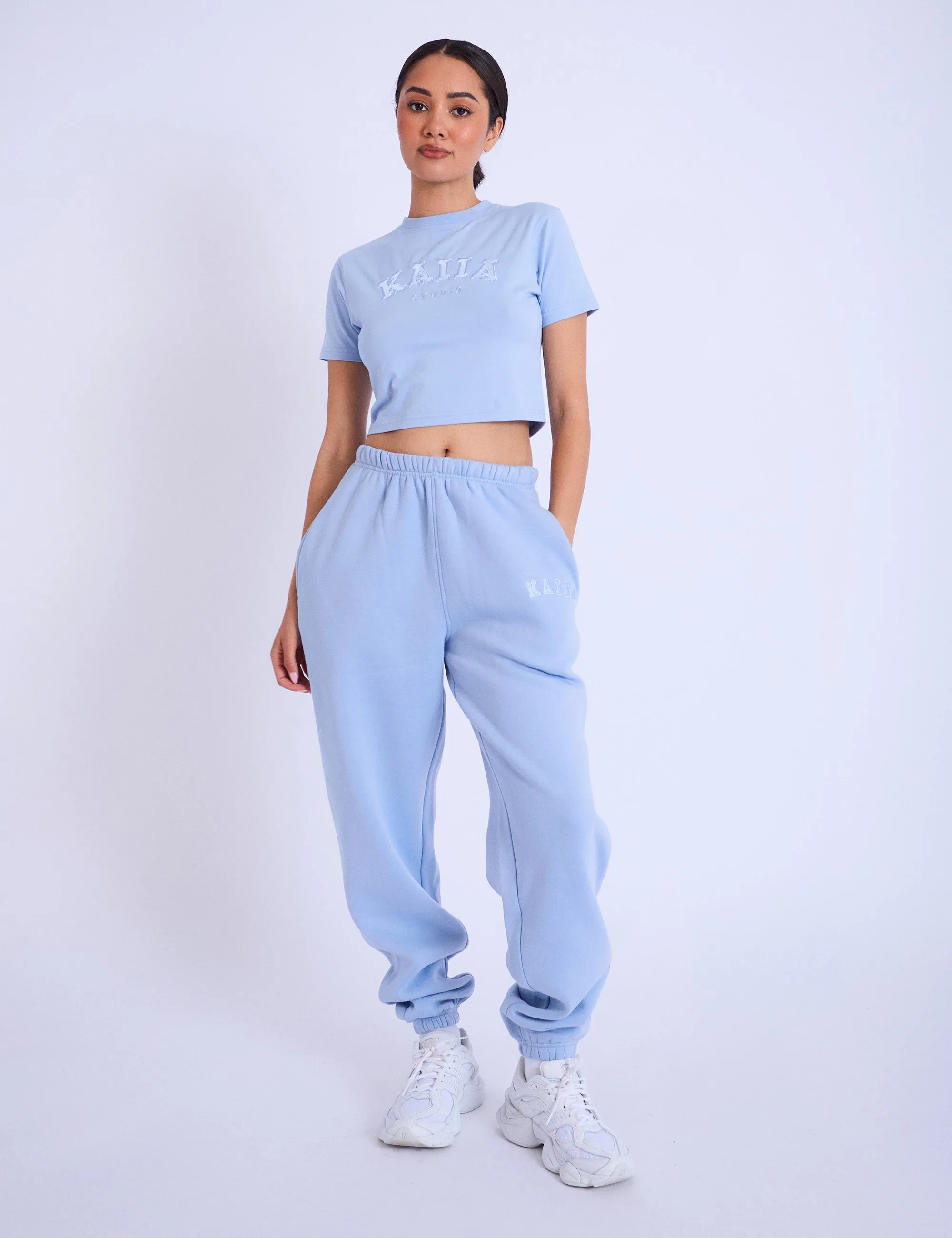 Kaiia Logo Cuffed Joggers Light Blue sold by Public Desire
