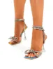 Glimmer Multi Holographic Wrap Around Diamante Bow Square Toe Heels sold by Public Desire