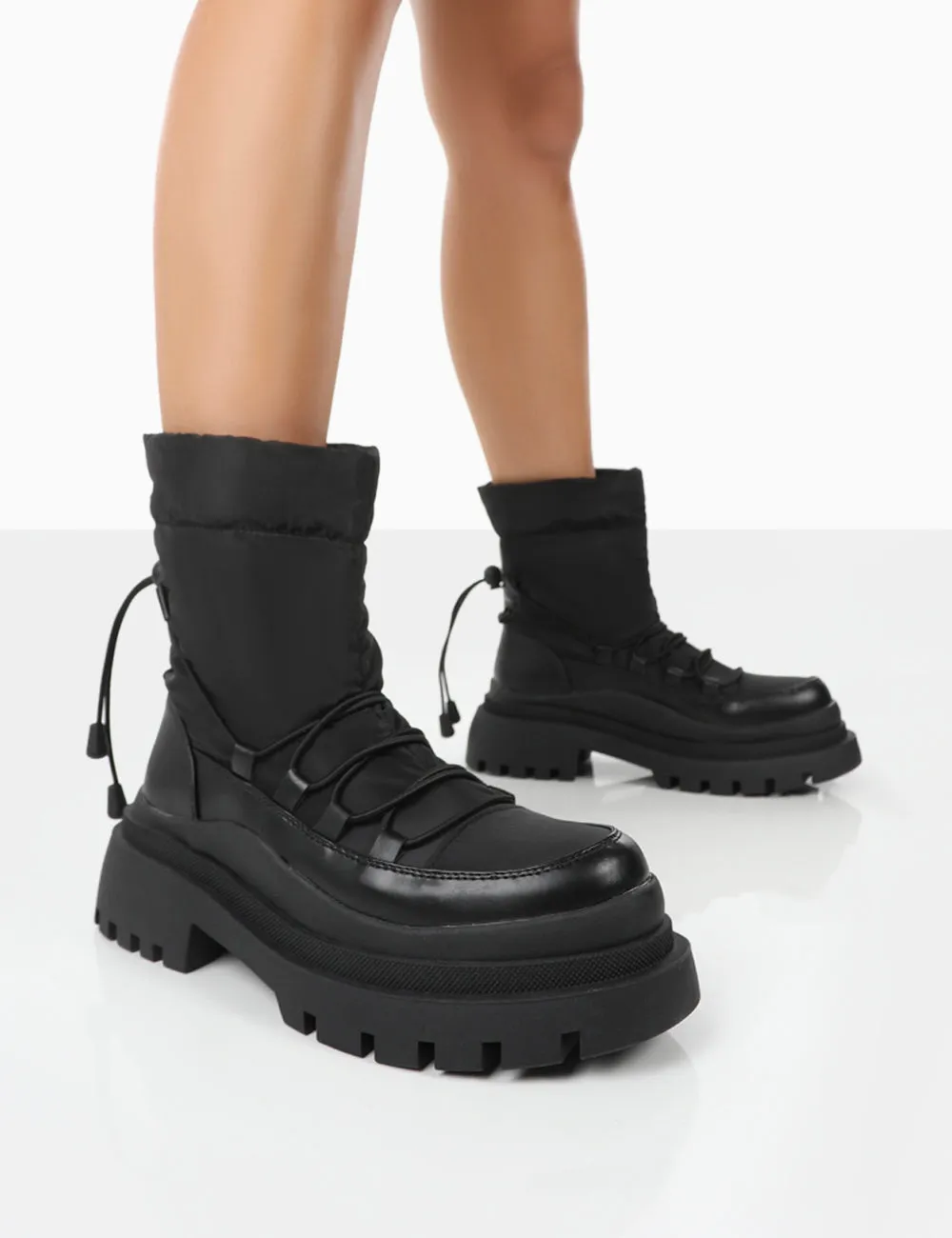 Mischa Black Platform Chunky Sole Winter Boots sold by Public Desire