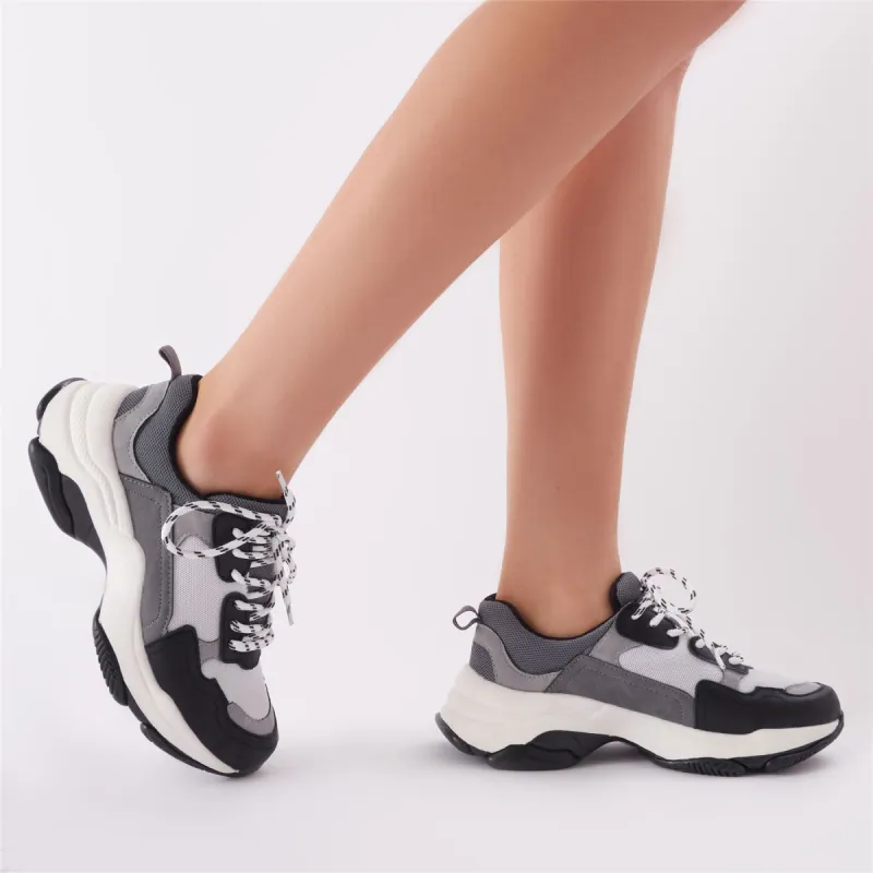 Amfo Chunky Trainers in Black & White sold by Public Desire