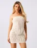 Ruffle Detail Bandeau Mini Dress Cream sold by Public Desire