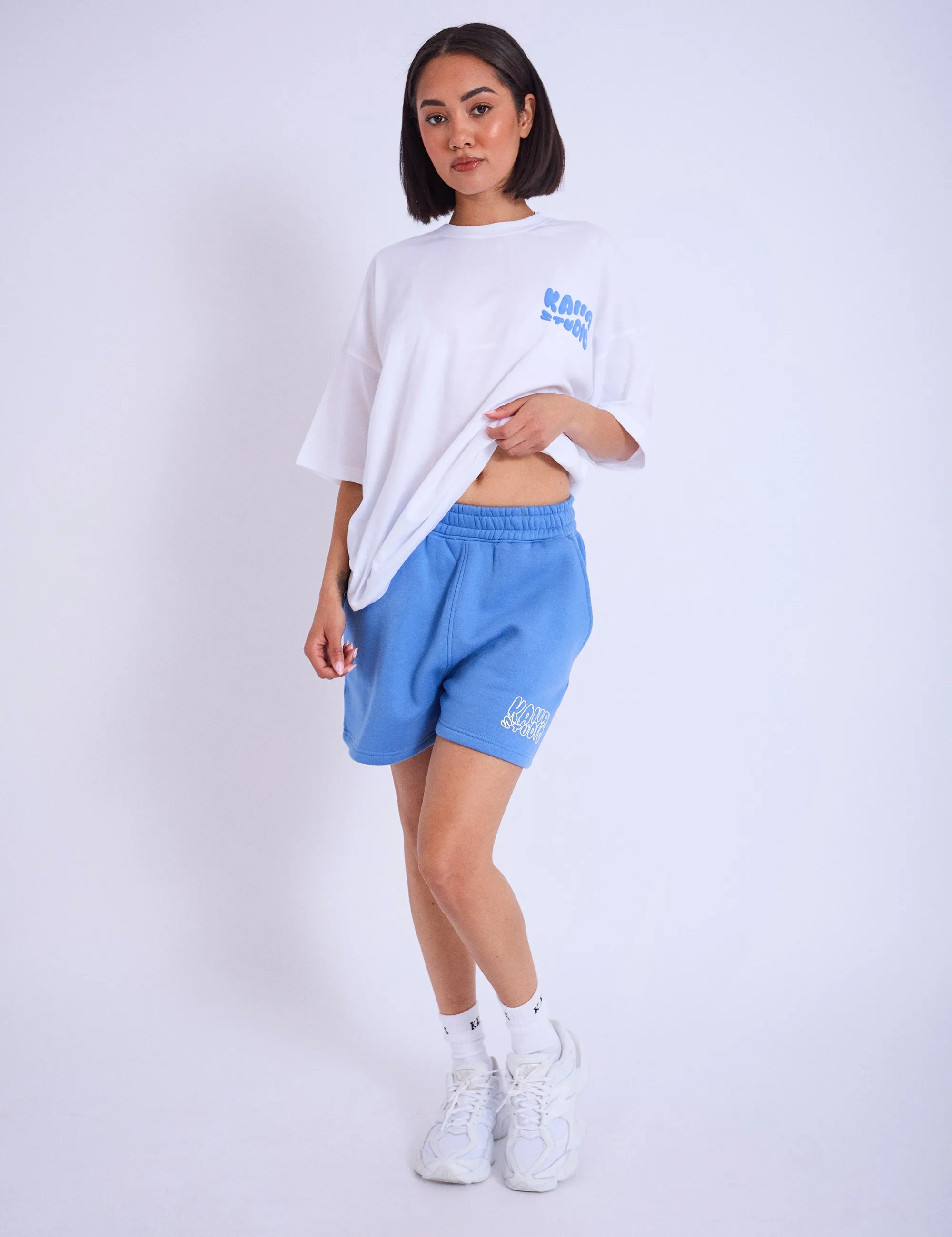 Kaiia Studio Palm Tree Bubble Logo Oversized T-shirt White & Blue sold by Public Desire product image thumbnail 3
