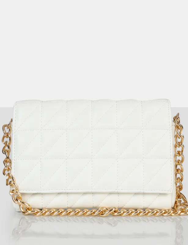 The Kahlo White Gold Chain Shoulder Mini Bag sold by Public Desire