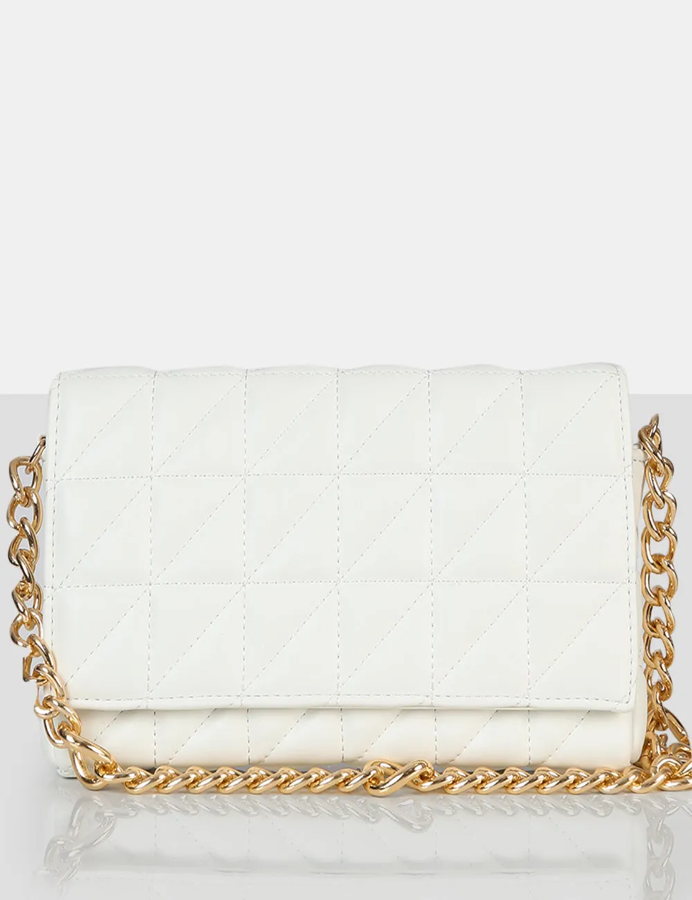 The Kahlo White Gold Chain Shoulder Mini Bag sold by Public Desire