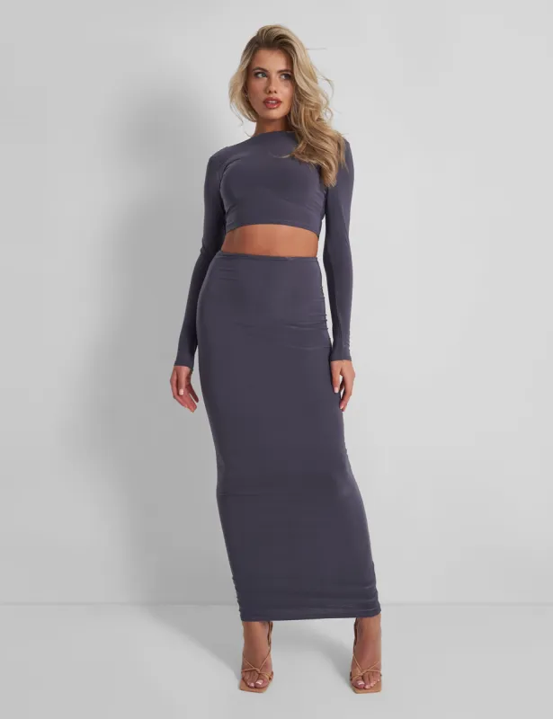 Slinky Column Maxi Skirt Slate sold by Public Desire