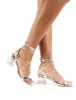 Kiwi Silver Lace Up Clear Perspex Block Heels sold by Public Desire