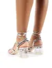 Kiwi Silver Lace Up Clear Perspex Block Heels sold by Public Desire