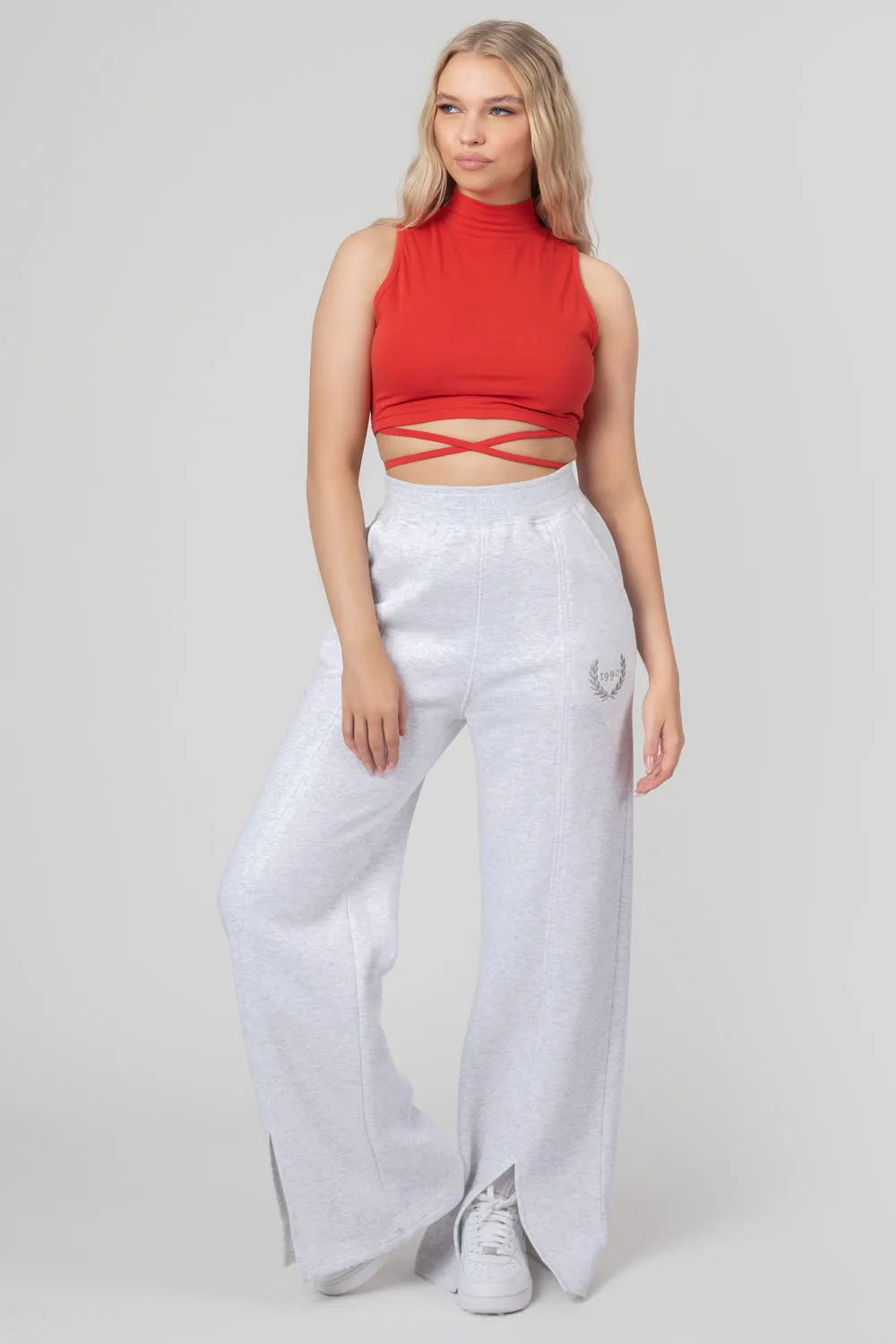 High Neck Strappy Waist Crop Top Red sold by Public Desire