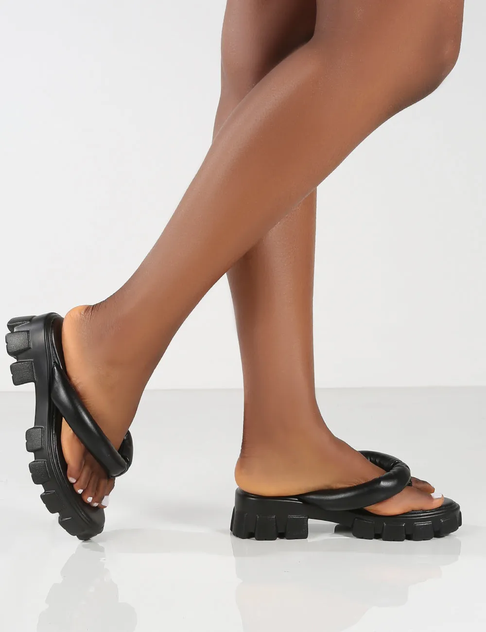 State Black Chunky Sole Thong Strap Sandals sold by Public Desire product image thumbnail 4