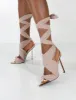 Huni Nude Ribbon Tie Up Gold Stiletto Heels sold by Public Desire