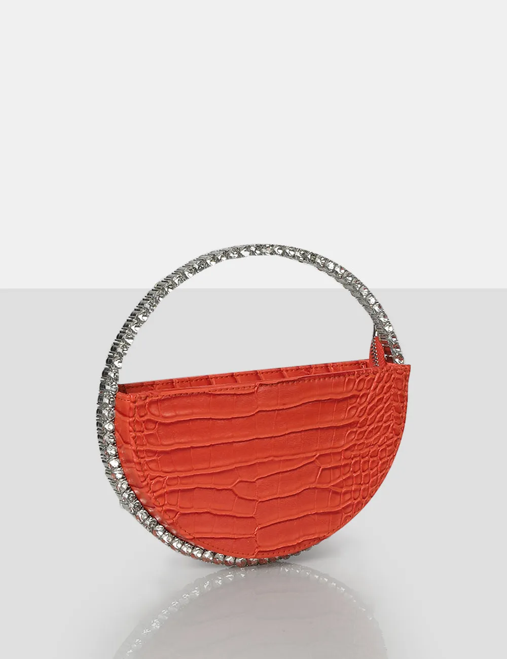 The Alessia Orange Circle Diamante Mini Handbag sold by Public Desire product image thumbnail 2
