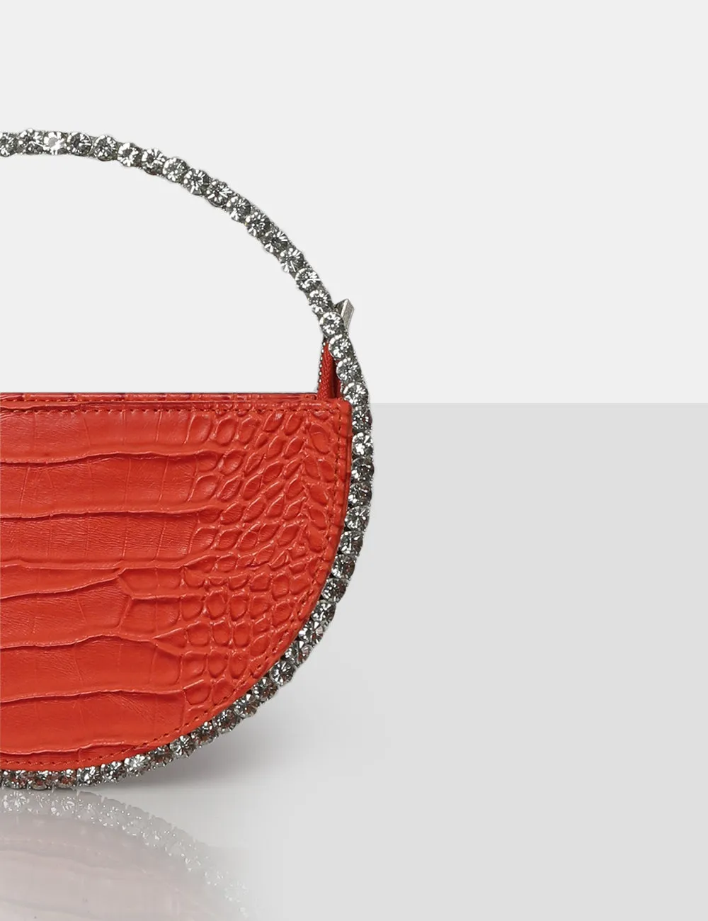 The Alessia Orange Circle Diamante Mini Handbag sold by Public Desire product image thumbnail 3