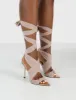 Huni Nude Ribbon Tie Up Gold Stiletto Heels sold by Public Desire