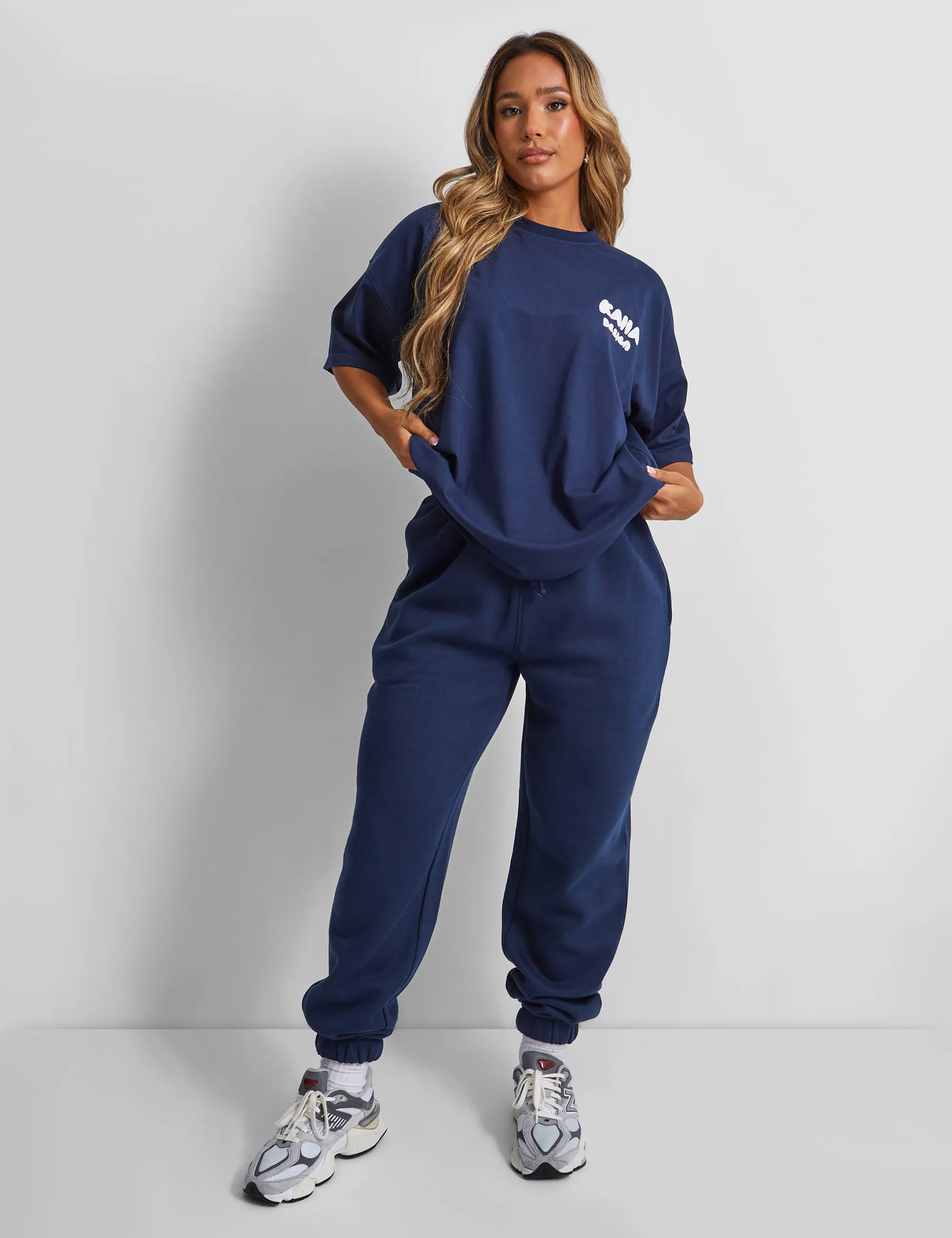 Kaiia Design Bubble Logo Cuffed Joggers Navy sold by Public Desire