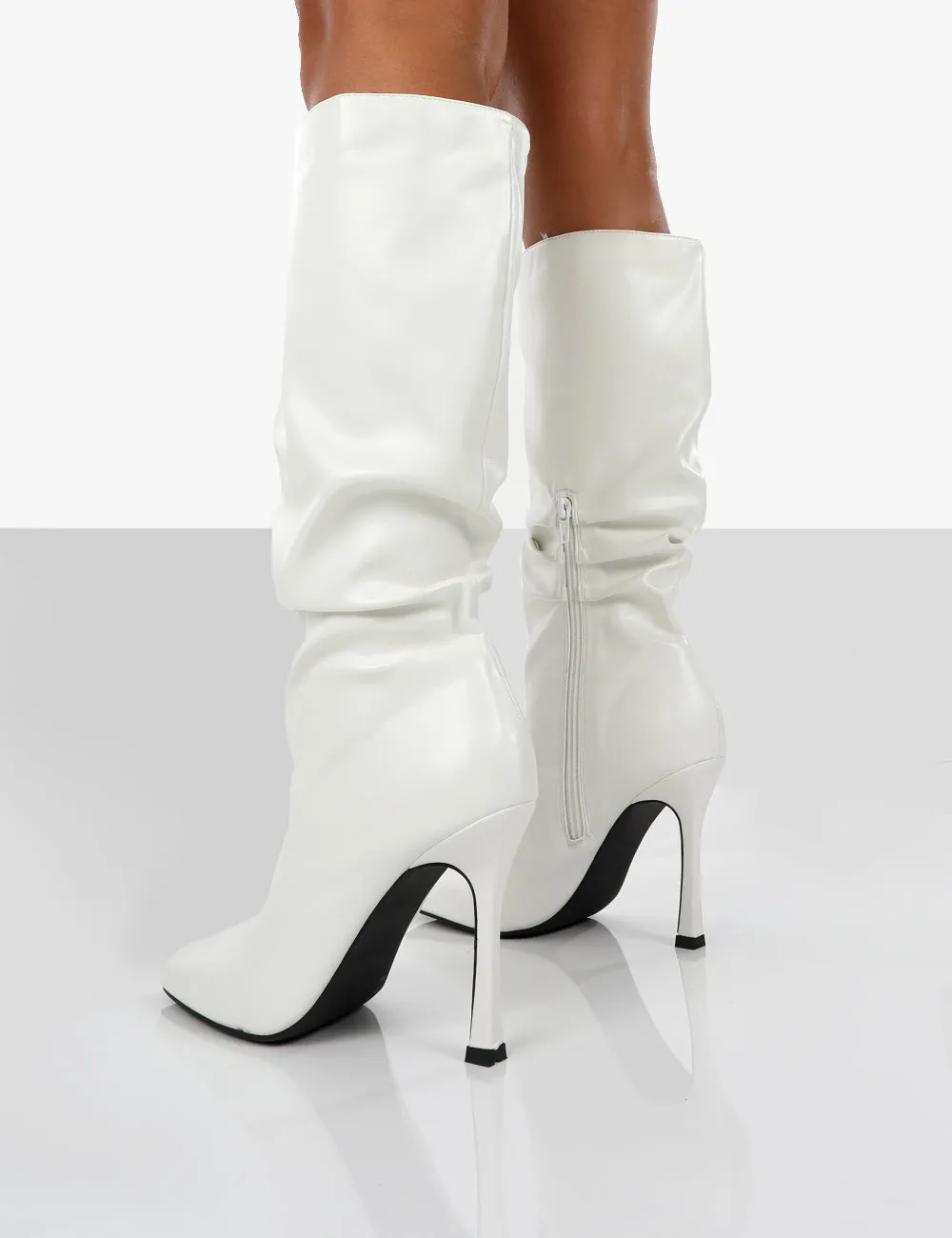 Iris White Pointed Toe Stiletto Heel Knee High Boots sold by Public Desire product image thumbnail 2