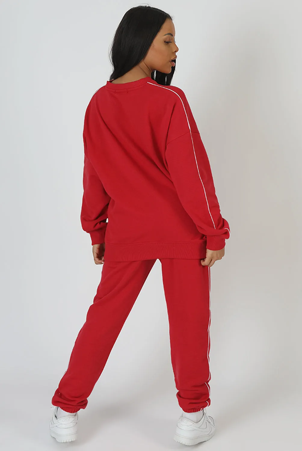 Oversized Varsity Piping Detail Sweatshirt Red sold by Public Desire product image thumbnail 5