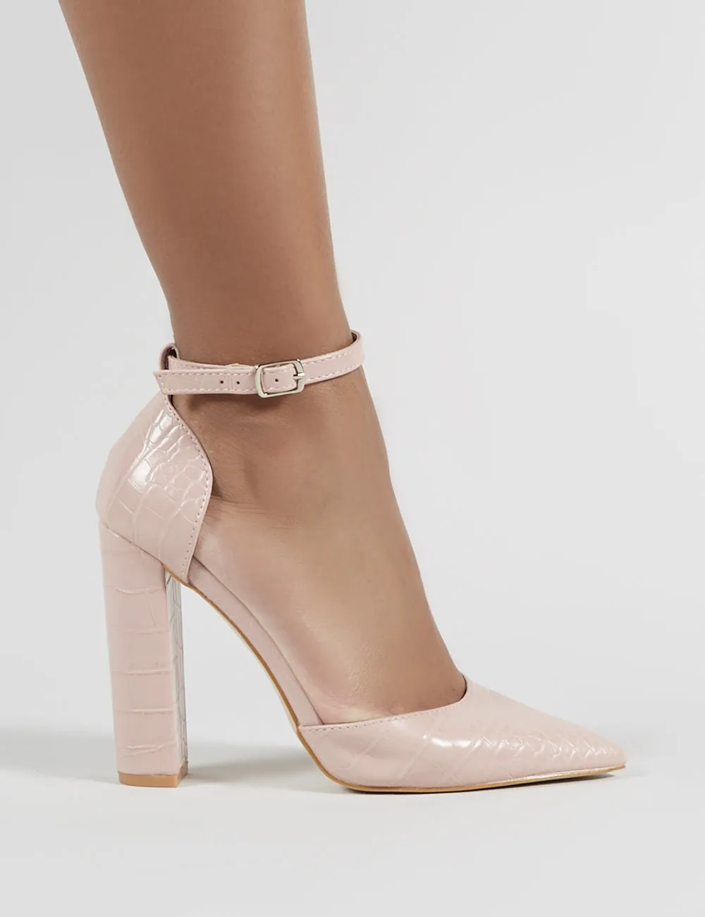 Sofia Blush Croc Pointed Block Heels sold by Public Desire product image thumbnail 5