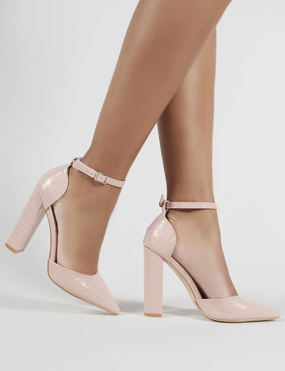 Sofia Blush Croc Pointed Block Heels sold by Public Desire product image thumbnail 2