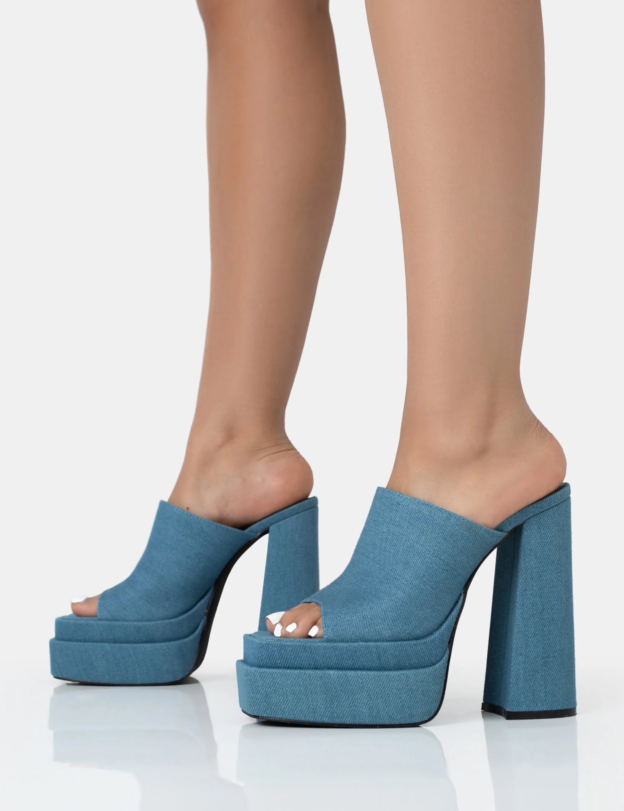 Skyhigh Denim Chunky Platform High Heeled Mules sold by Public Desire product image thumbnail 3