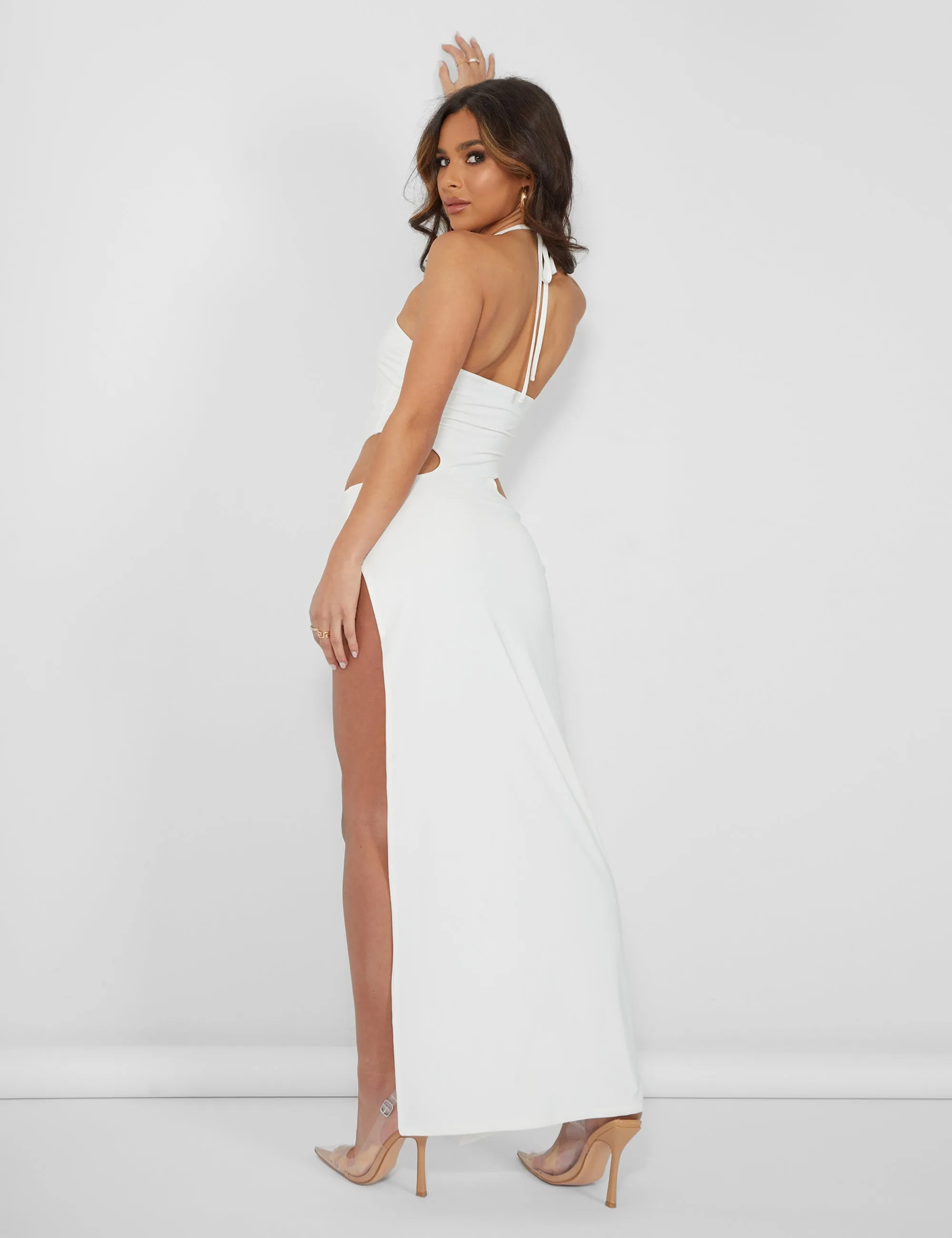 Strappy Cut Away Extreme Split Midaxi Dress Ivory sold by Public Desire product image thumbnail 2