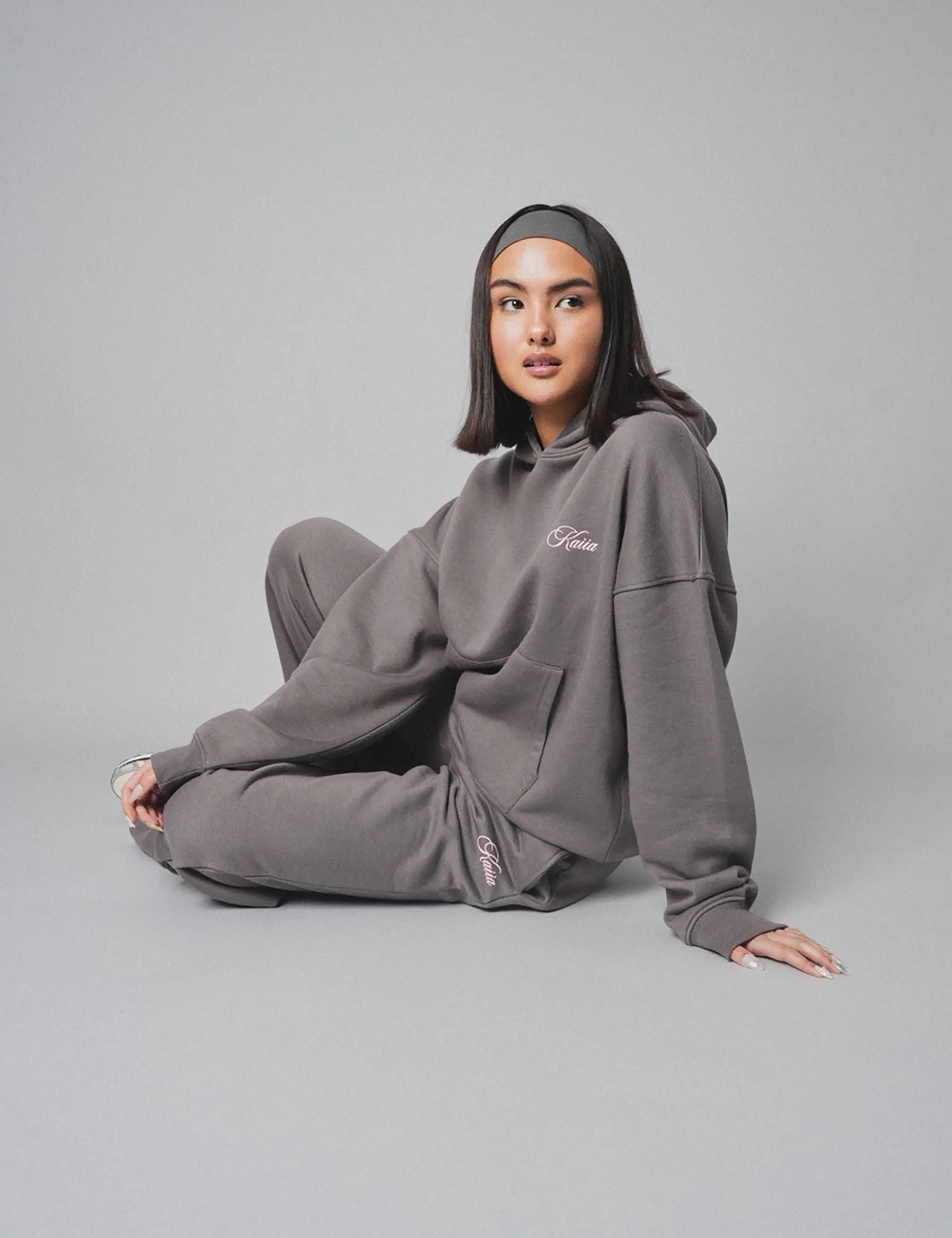 Kaiia The Label Oversized Hoodie Dark Grey With Pink sold by Public Desire product image thumbnail 4