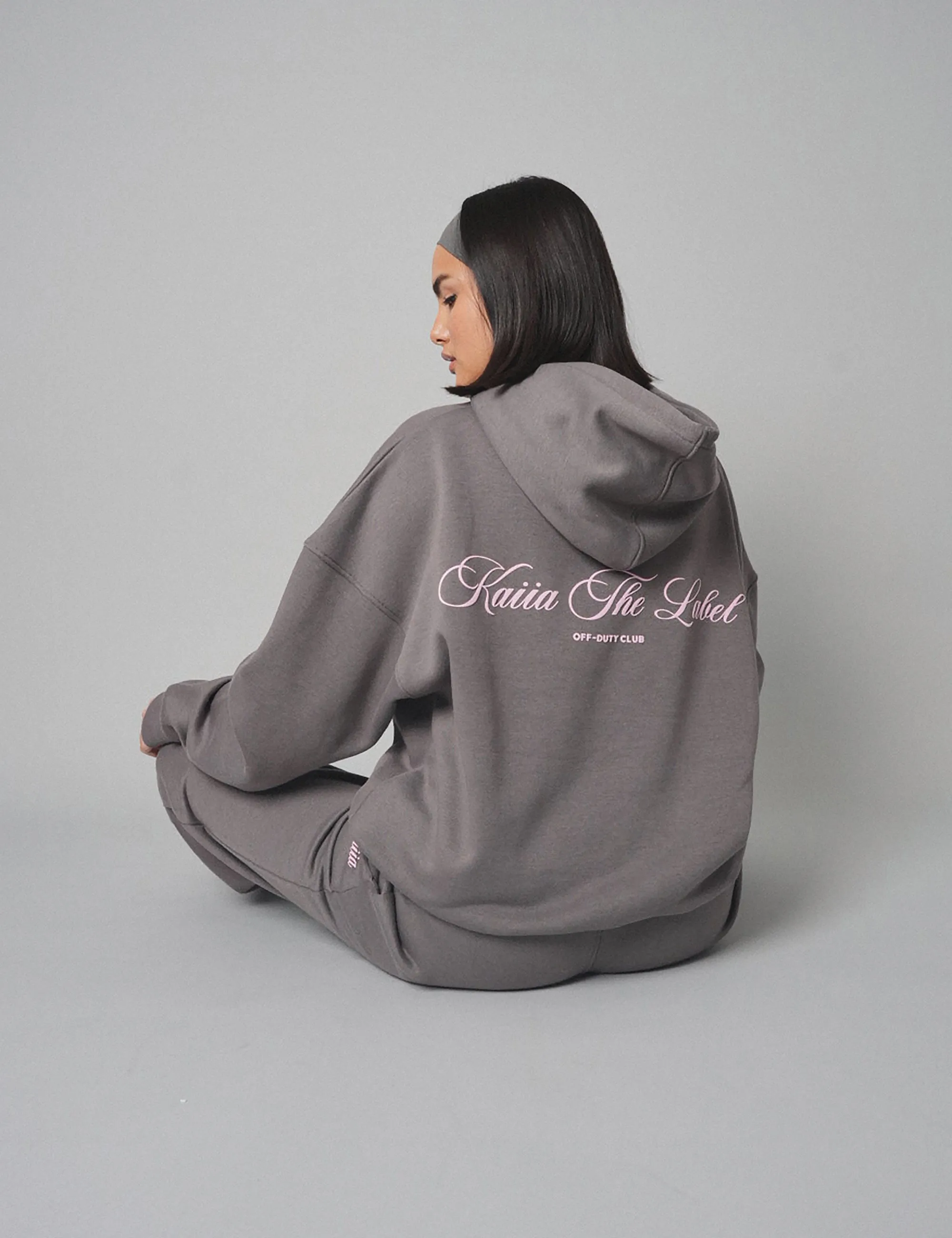 Kaiia The Label Oversized Hoodie Dark Grey With Pink sold by Public Desire product image thumbnail 3