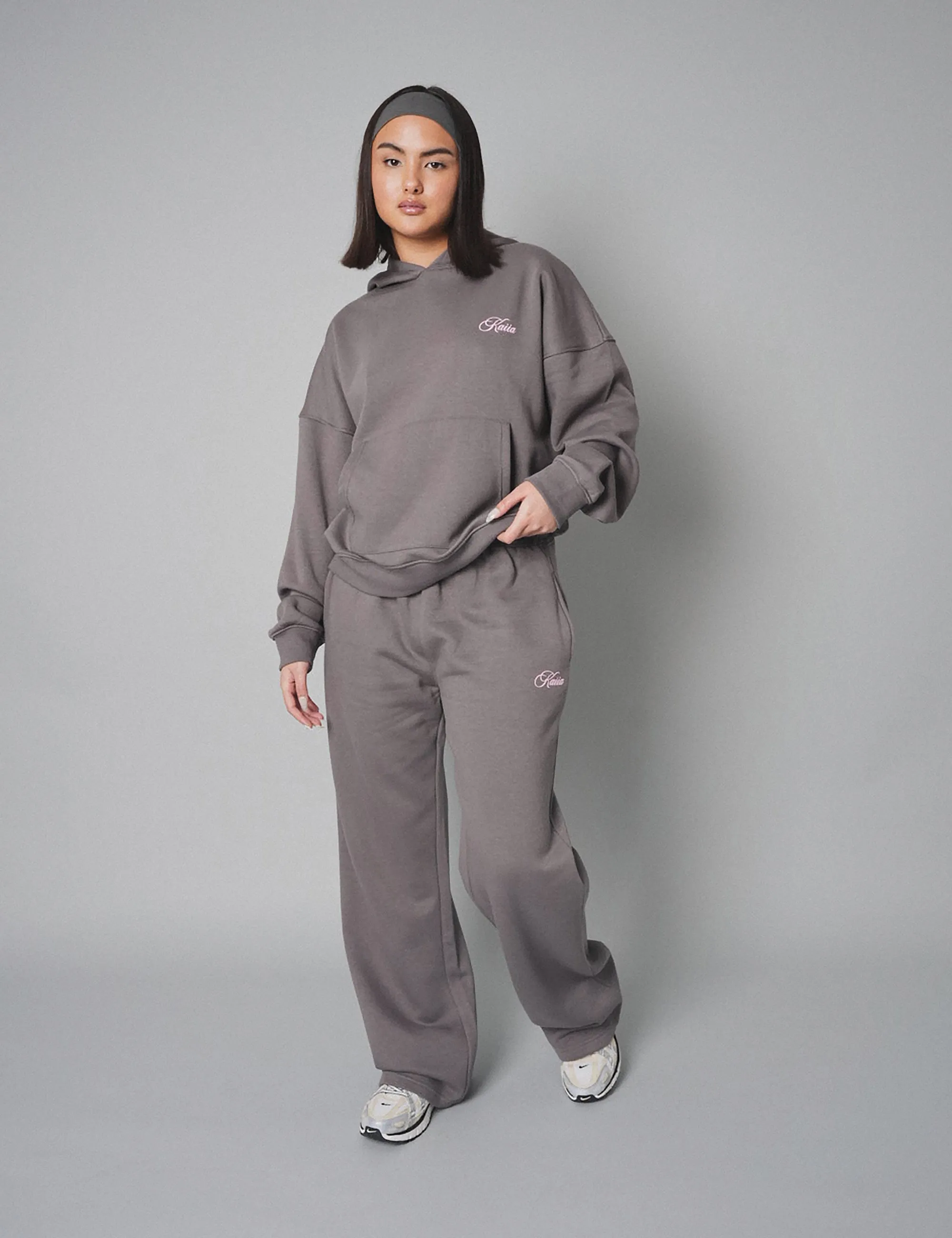 Kaiia The Label Oversized Hoodie Dark Grey With Pink sold by Public Desire product image thumbnail 2