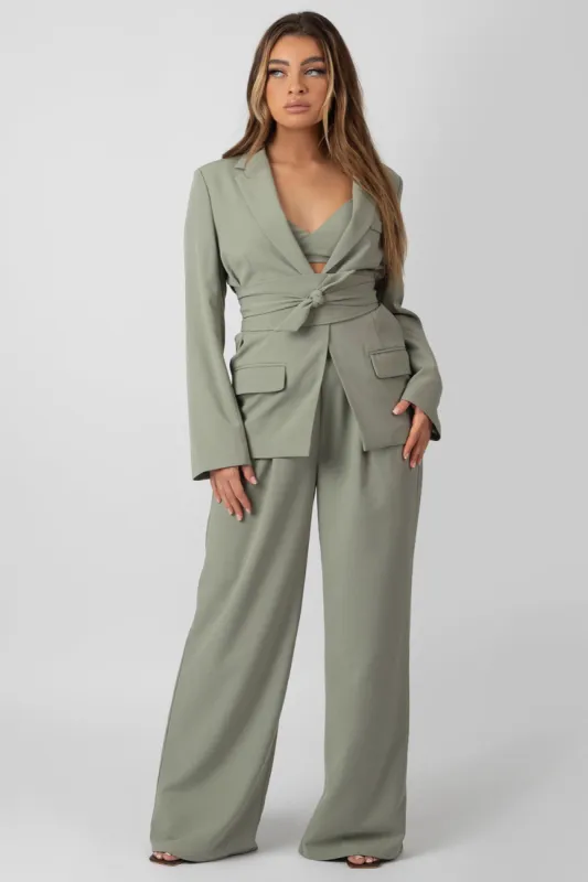 Premium Obi Belt Blazer Sage sold by Public Desire