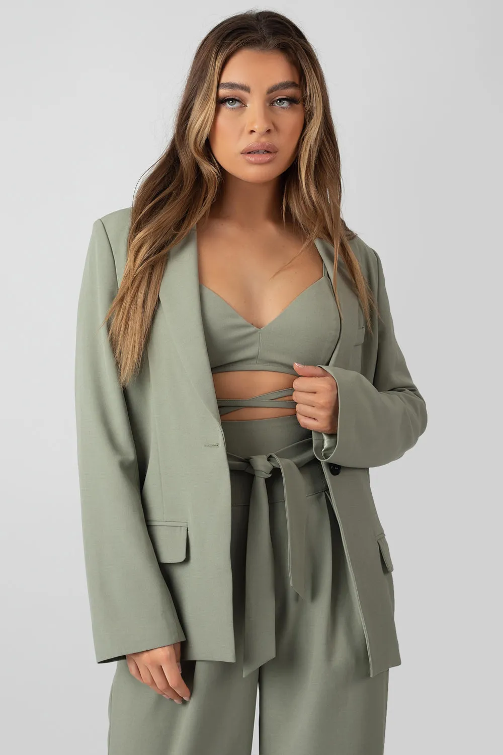 Premium Obi Belt Blazer Sage sold by Public Desire product image thumbnail 2