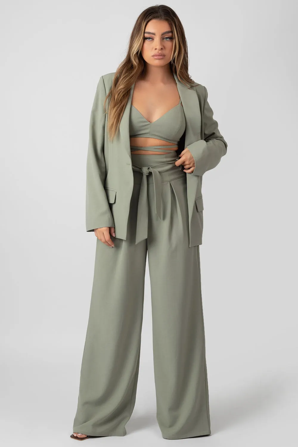 Premium Obi Belt Blazer Sage sold by Public Desire product image thumbnail 3