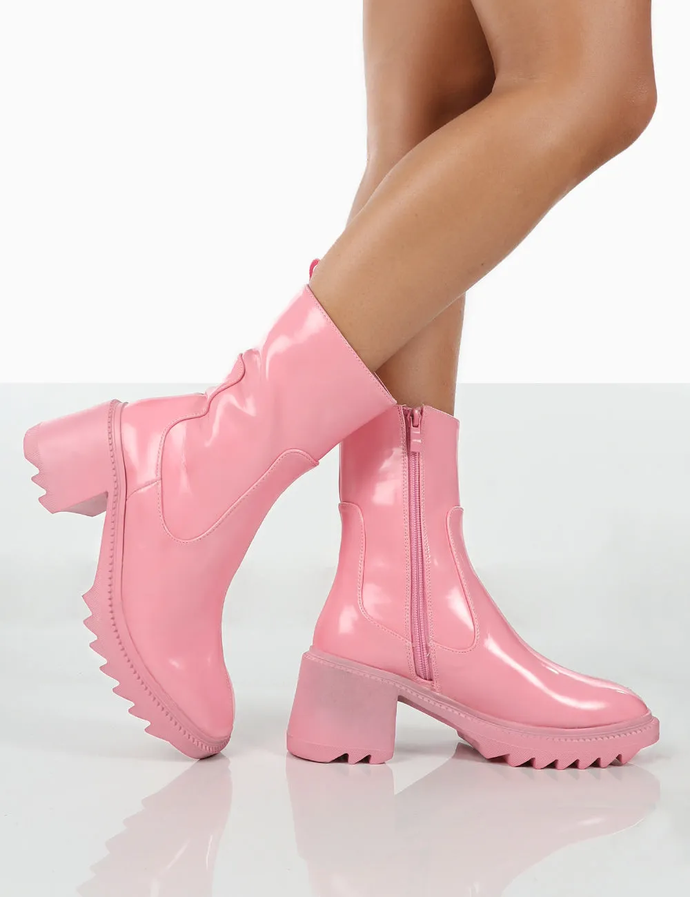 Sway Pink PU Heeled Wellies Ankle Boots sold by Public Desire product image thumbnail 3
