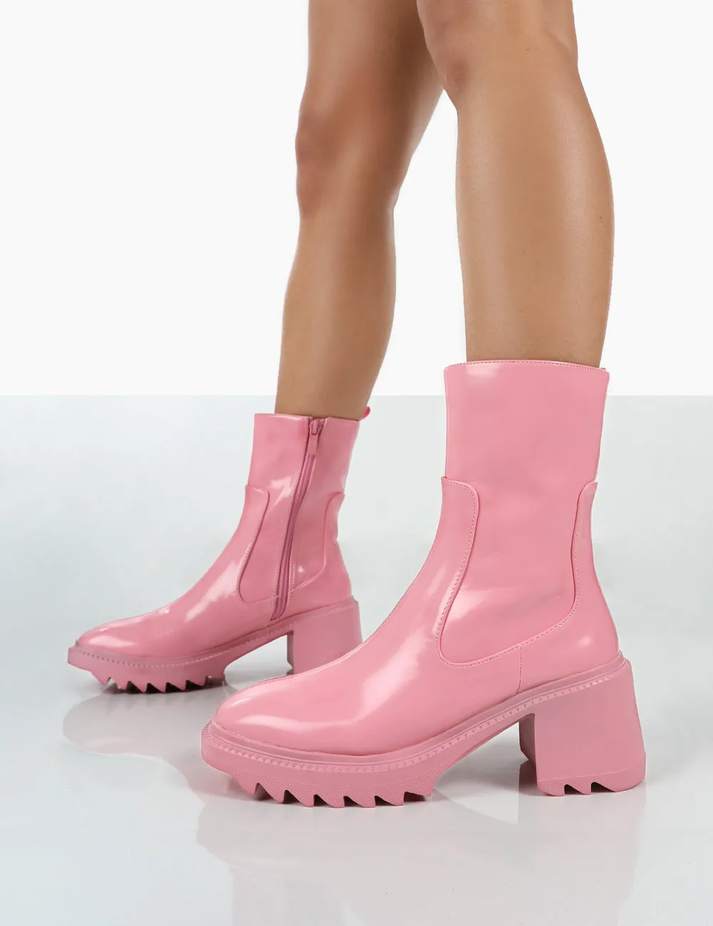 Sway Pink PU Heeled Wellies Ankle Boots sold by Public Desire product image thumbnail 4