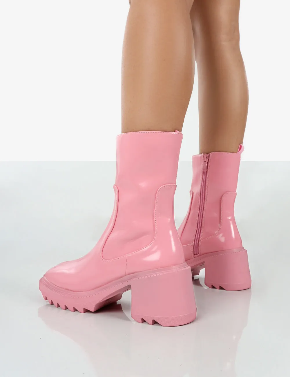 Sway Pink PU Heeled Wellies Ankle Boots sold by Public Desire product image thumbnail 2