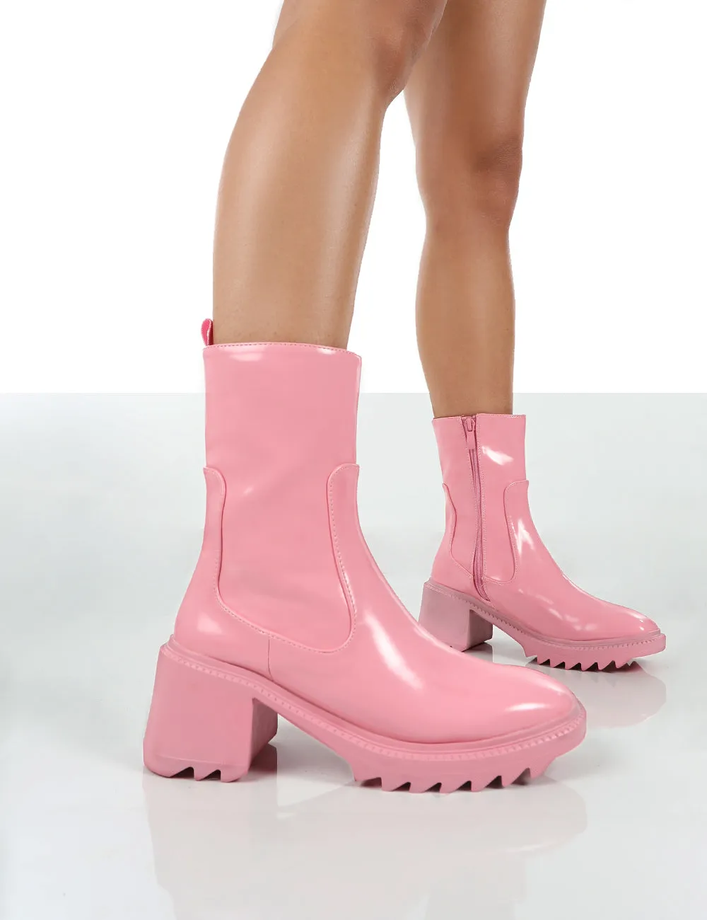 Sway Pink PU Heeled Wellies Ankle Boots sold by Public Desire