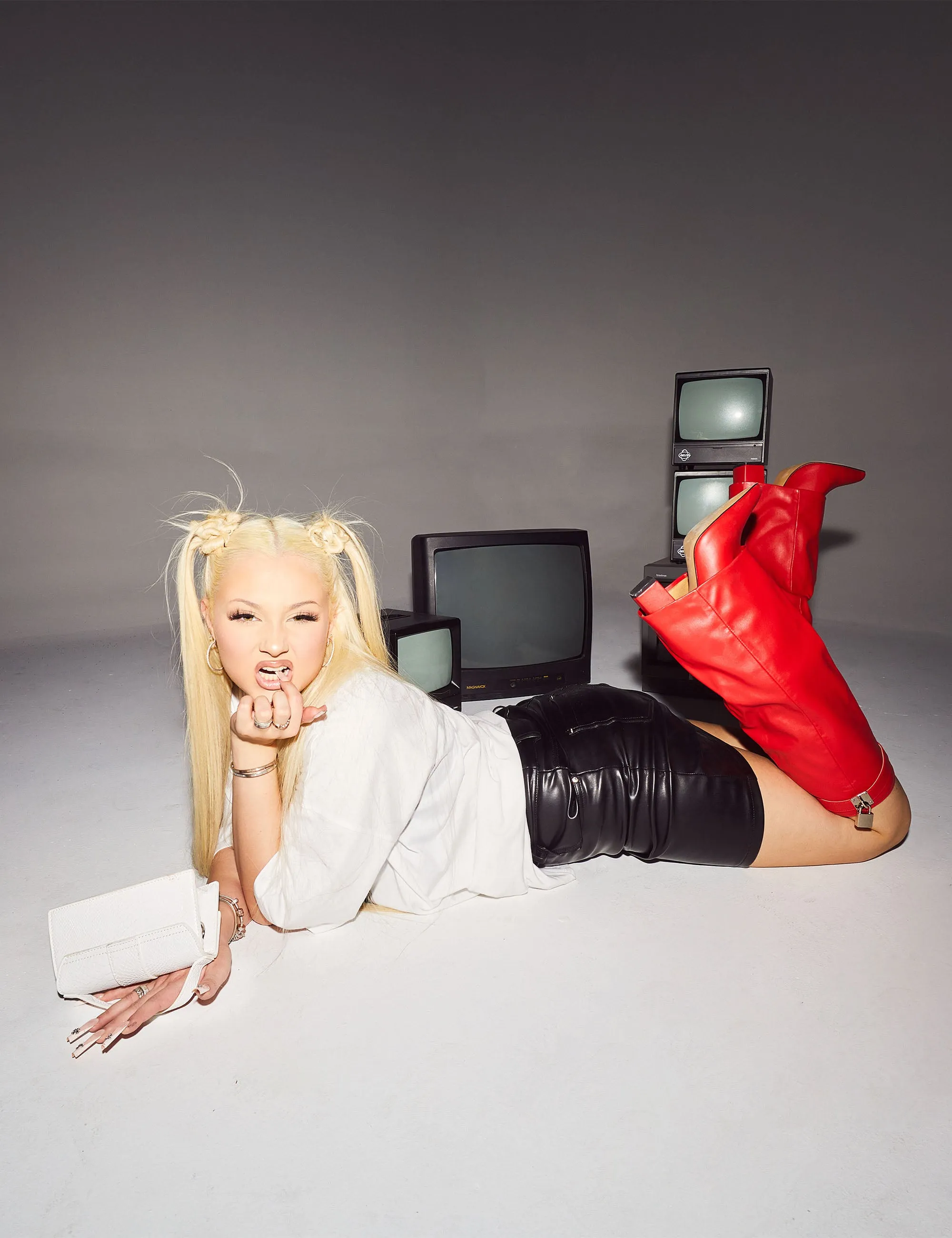 Echo Red Grain Pu Pointed Toe Knee High Block Boots sold by Public Desire product image thumbnail 5