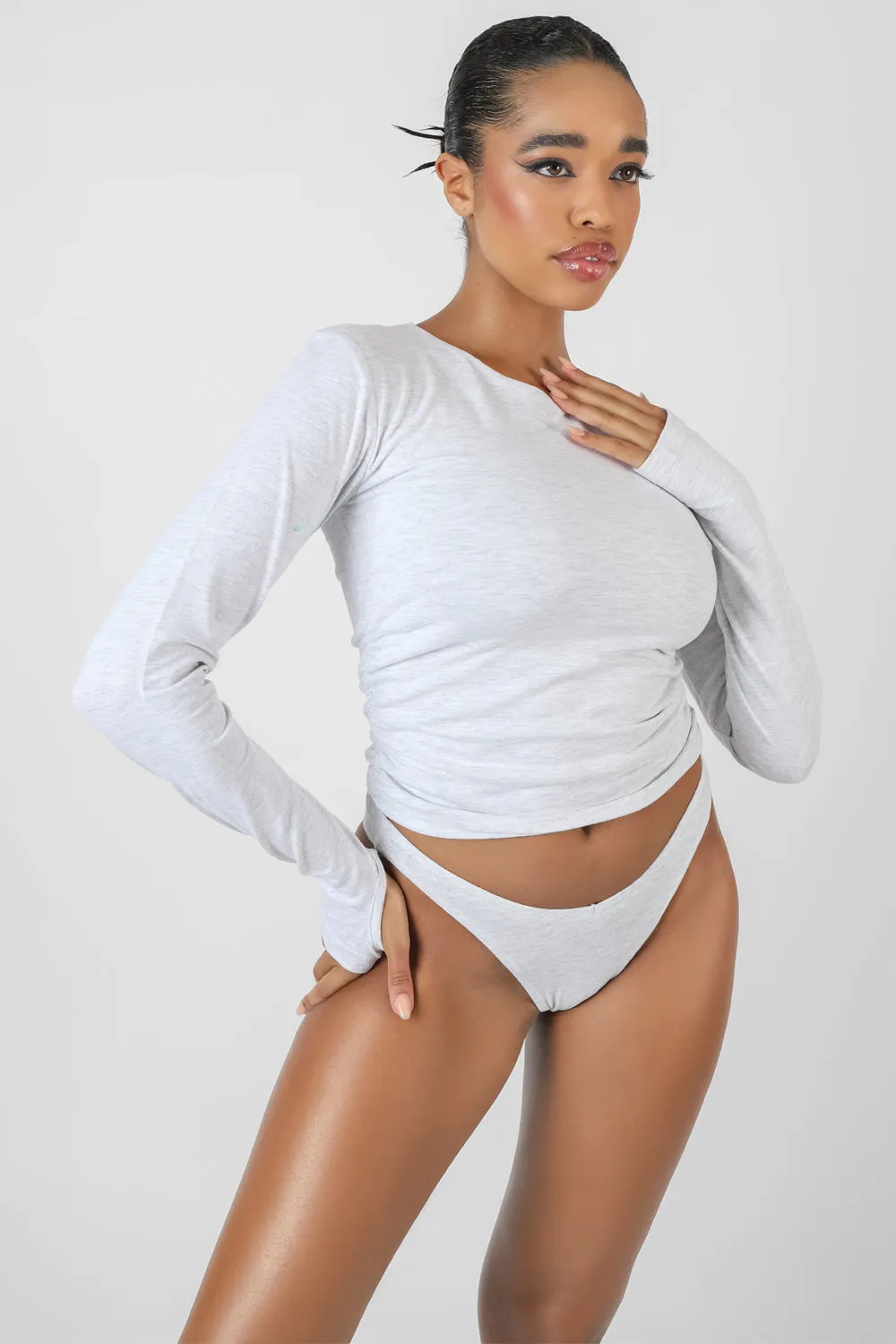 Ruched Side Lounge Top Oatmeal Marl sold by Public Desire product image thumbnail 4