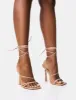 Bad Gal Nude Strappy Lace Up Square Toe Heels sold by Public Desire