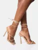Bad Gal Nude Strappy Lace Up Square Toe Heels sold by Public Desire