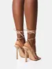 Bad Gal Nude Strappy Lace Up Square Toe Heels sold by Public Desire