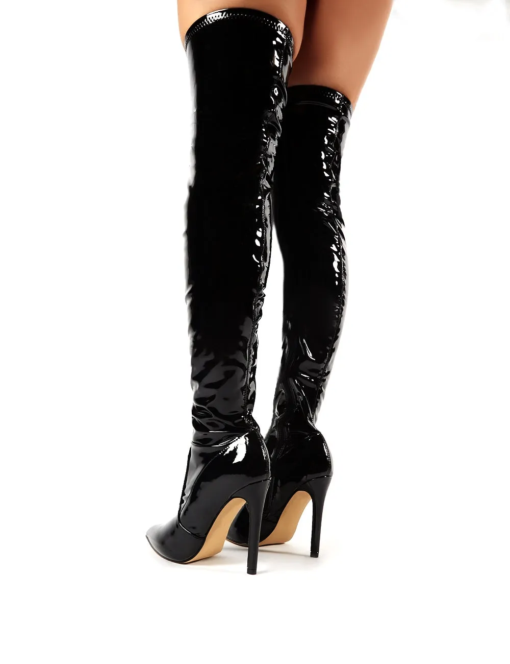 Ruthless Over the Knee Boots in Black Patent sold by Public Desire product image thumbnail 4