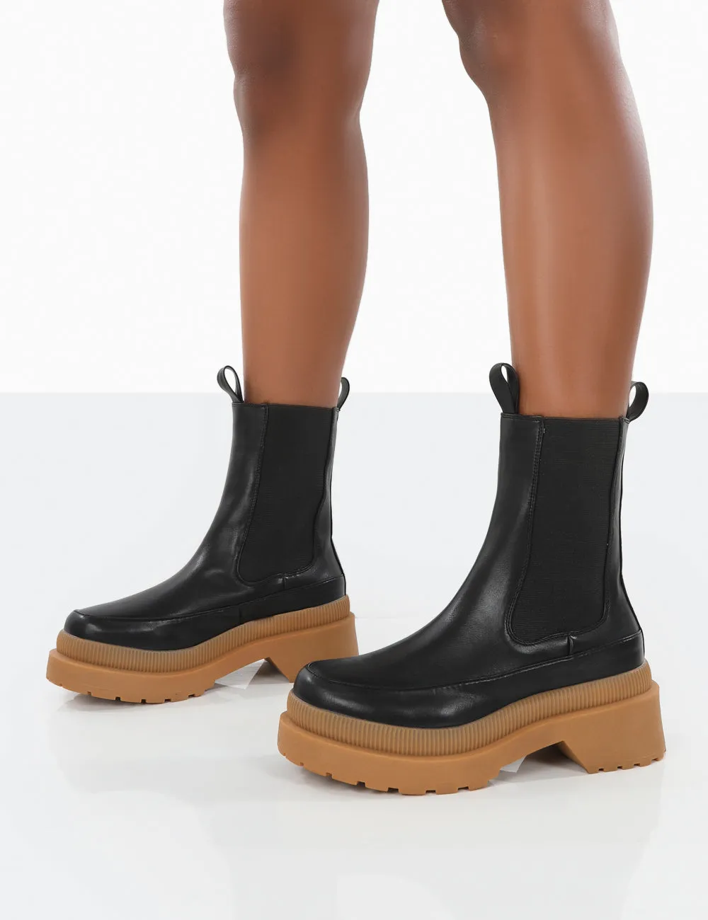 Rise Wide Fit Black Platform Chunky Rubber Sole chelsea Boots sold by Public Desire product image thumbnail 4
